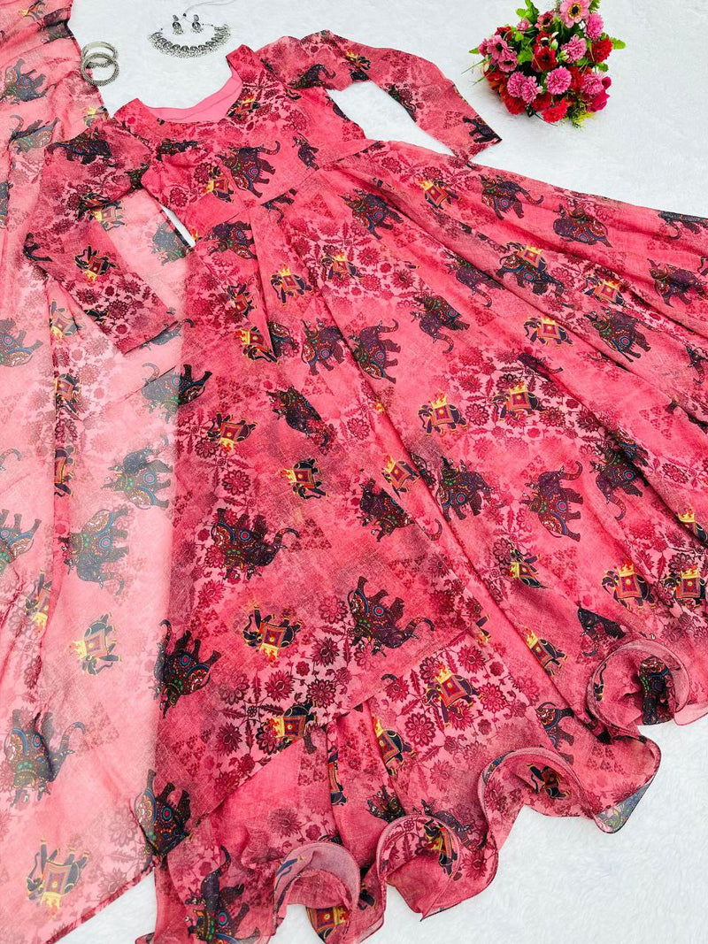 Kd D No 8063 Fox Georgette Digital Printed Casual Wear Gown Collection