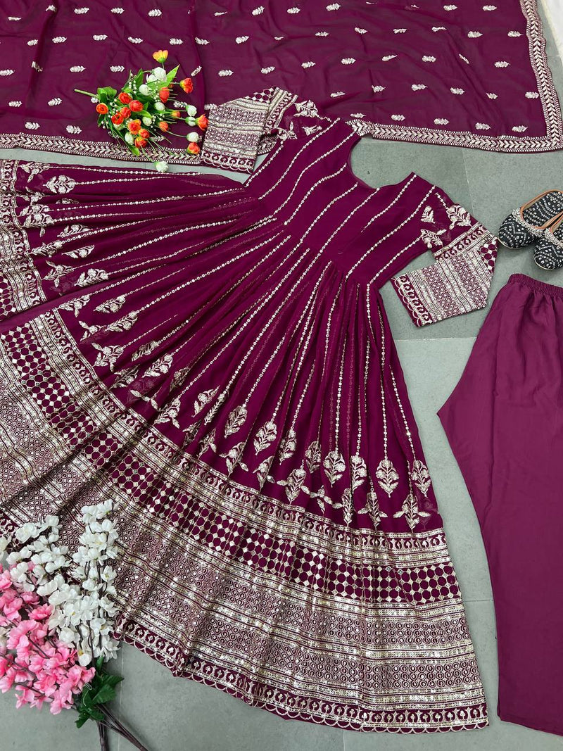 Zf D No 338 Fox Georgette With Heavy Embroidery Sequence Work Kurti Singles