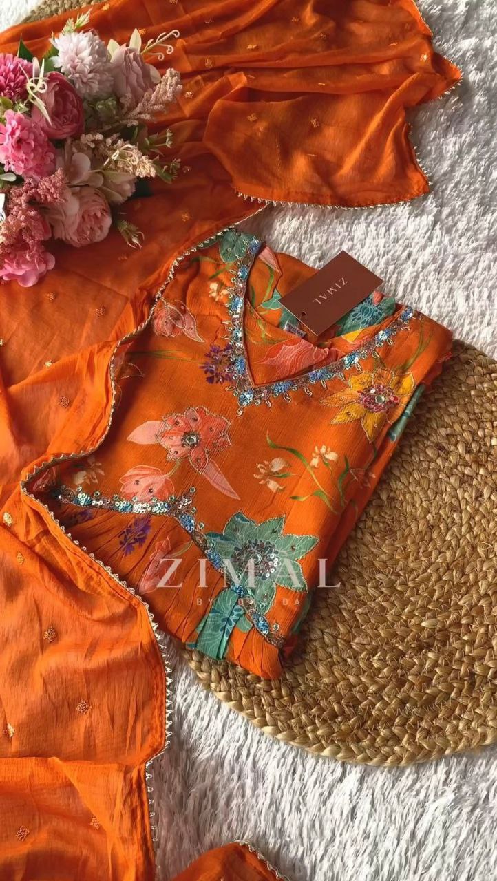 Kd D No 1375 Muslin Print Digital Handwork Alia Cut Party Wear Single Kurti