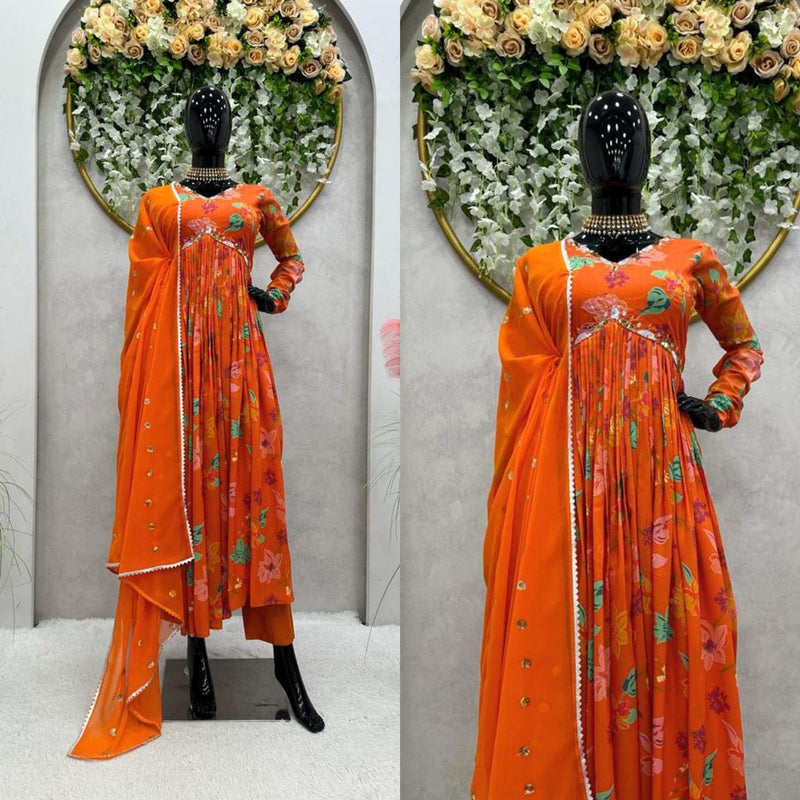 Kd D No 1375 Muslin Print Digital Handwork Alia Cut Party Wear Single Kurti