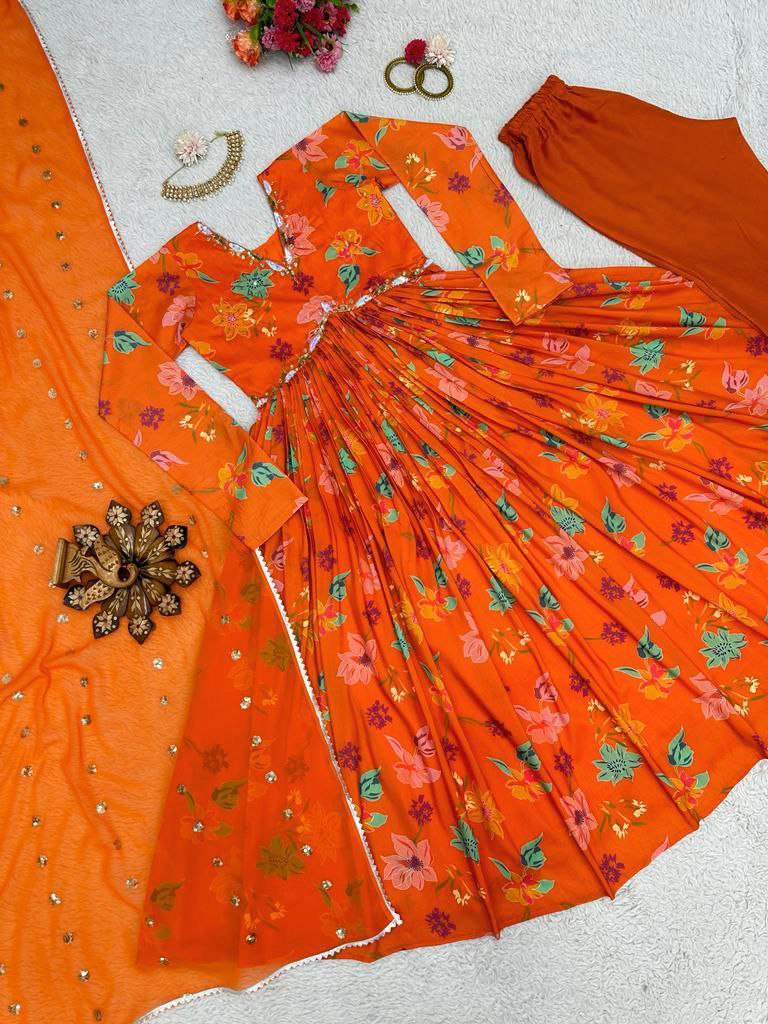 Kd D No 1375 Muslin Print Digital Handwork Alia Cut Party Wear Single Kurti