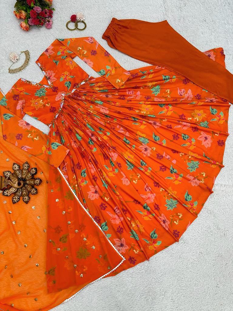 Kd D No 1375 Muslin Print Digital Handwork Alia Cut Party Wear Single Kurti