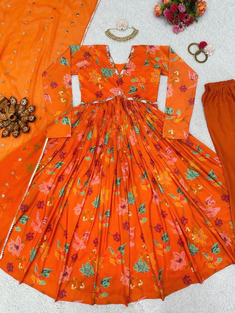 Kd D No 1375 Muslin Print Digital Handwork Alia Cut Party Wear Single Kurti