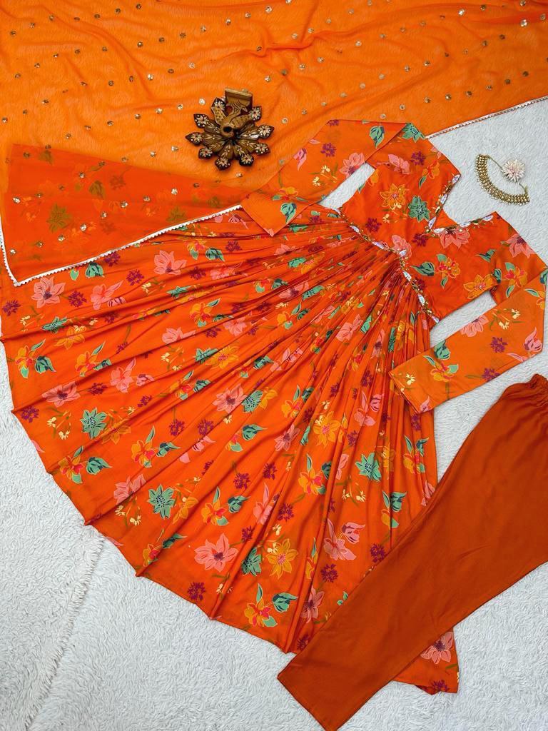 Kd D No 1375 Muslin Print Digital Handwork Alia Cut Party Wear Single Kurti