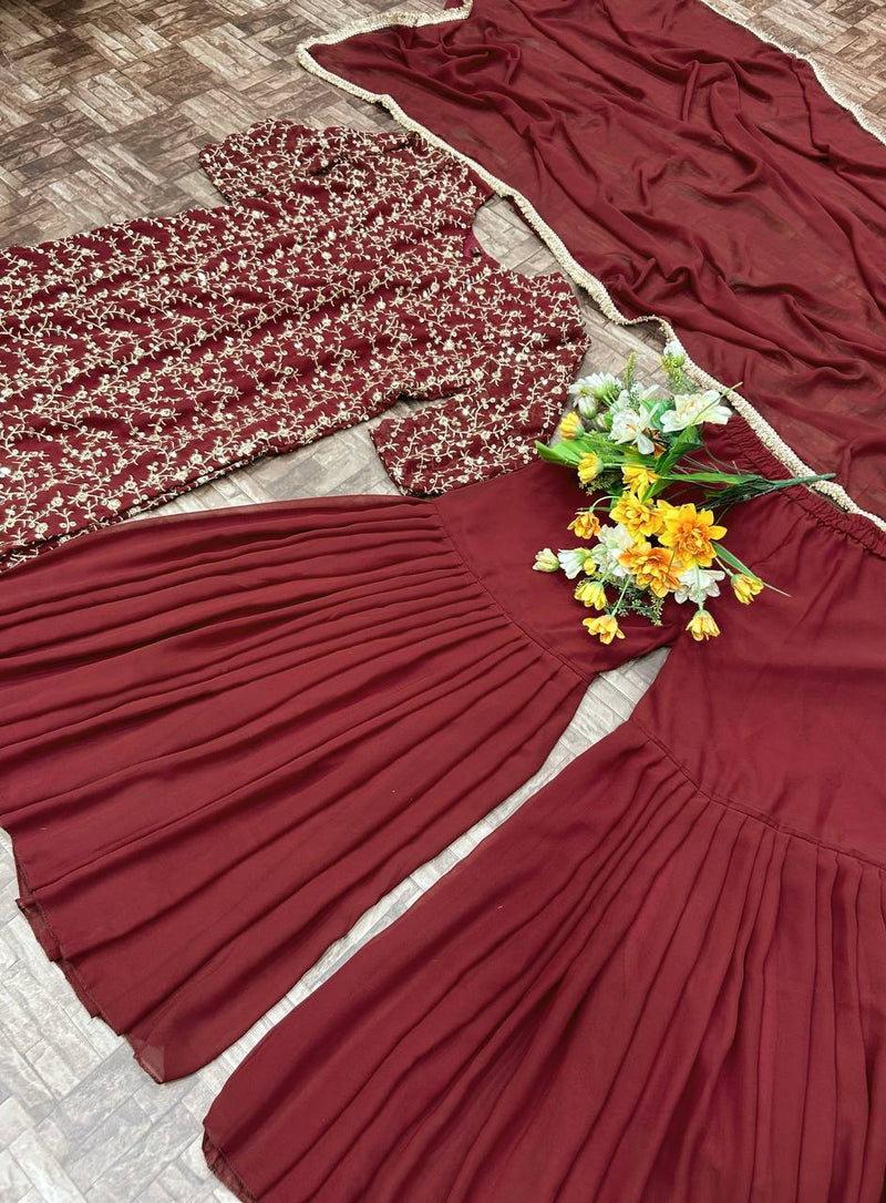 Kv D No 3056 Fox Georgette Embroidery Work Heavy Party Wear Kurti Collection