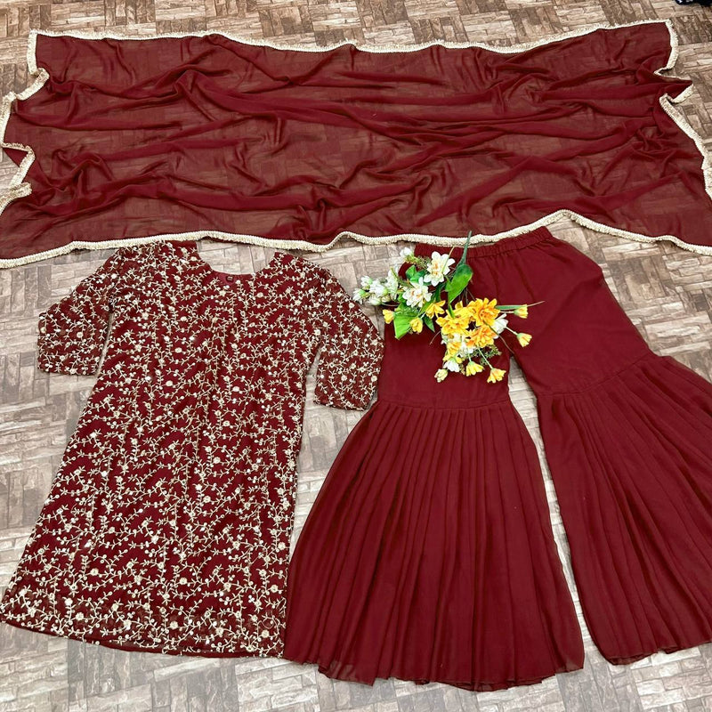 Kv D No 3056 Fox Georgette Embroidery Work Heavy Party Wear Kurti Collection