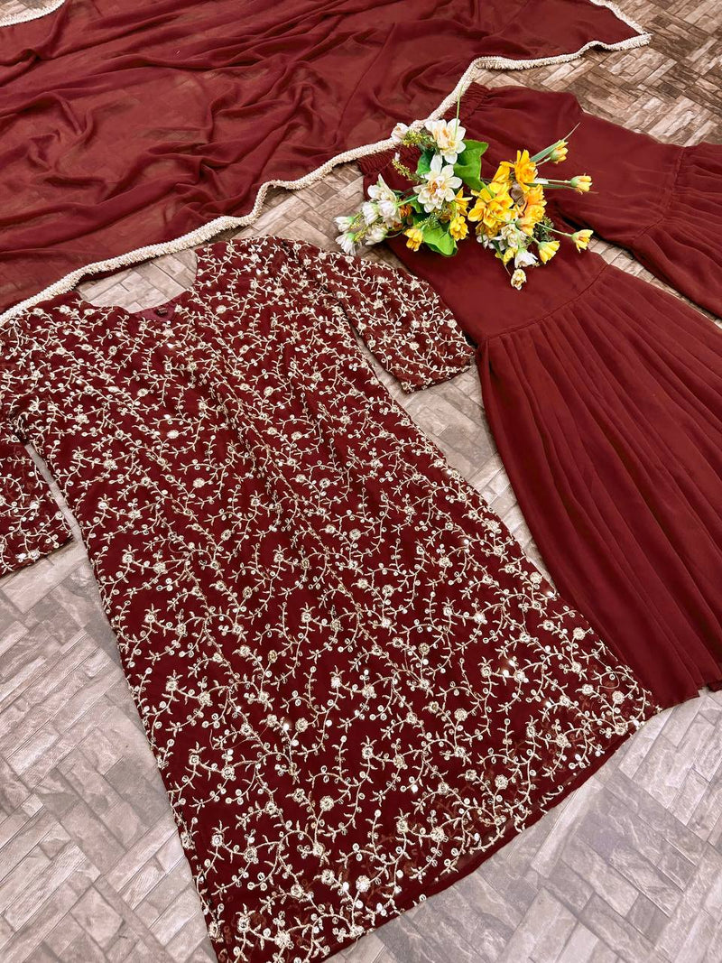 Kv D No 3056 Fox Georgette Embroidery Work Heavy Party Wear Kurti Collection