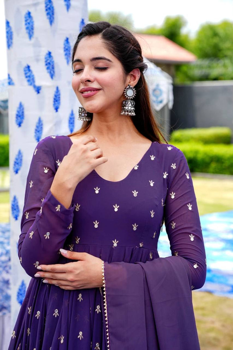 Kv D No 3057 Fox Georgette With Embroidery Work Kurti Collection