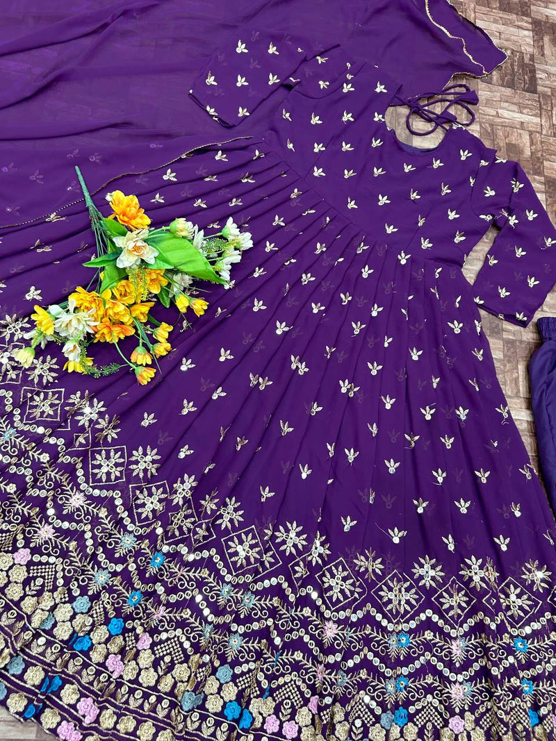 Kv D No 3057 Fox Georgette With Embroidery Work Kurti Collection