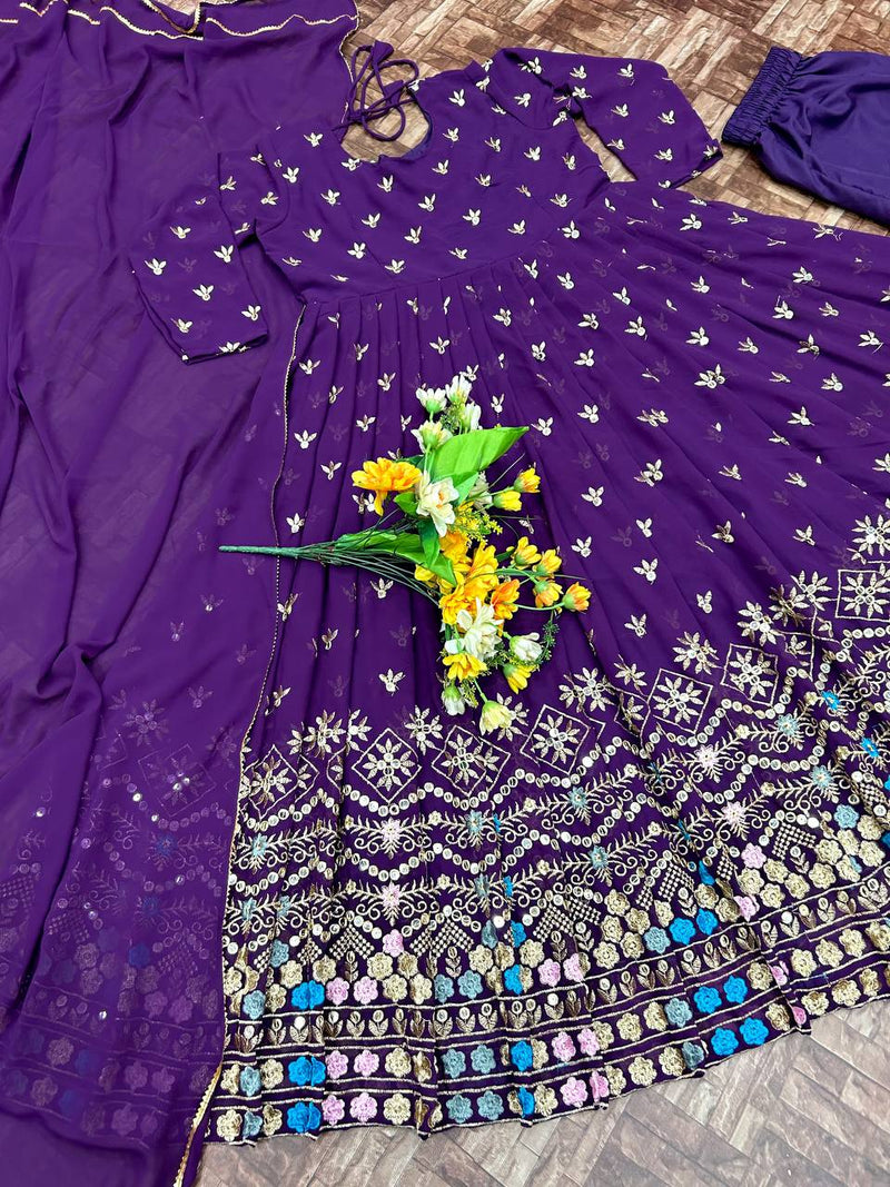 Kv D No 3057 Fox Georgette With Embroidery Work Kurti Collection