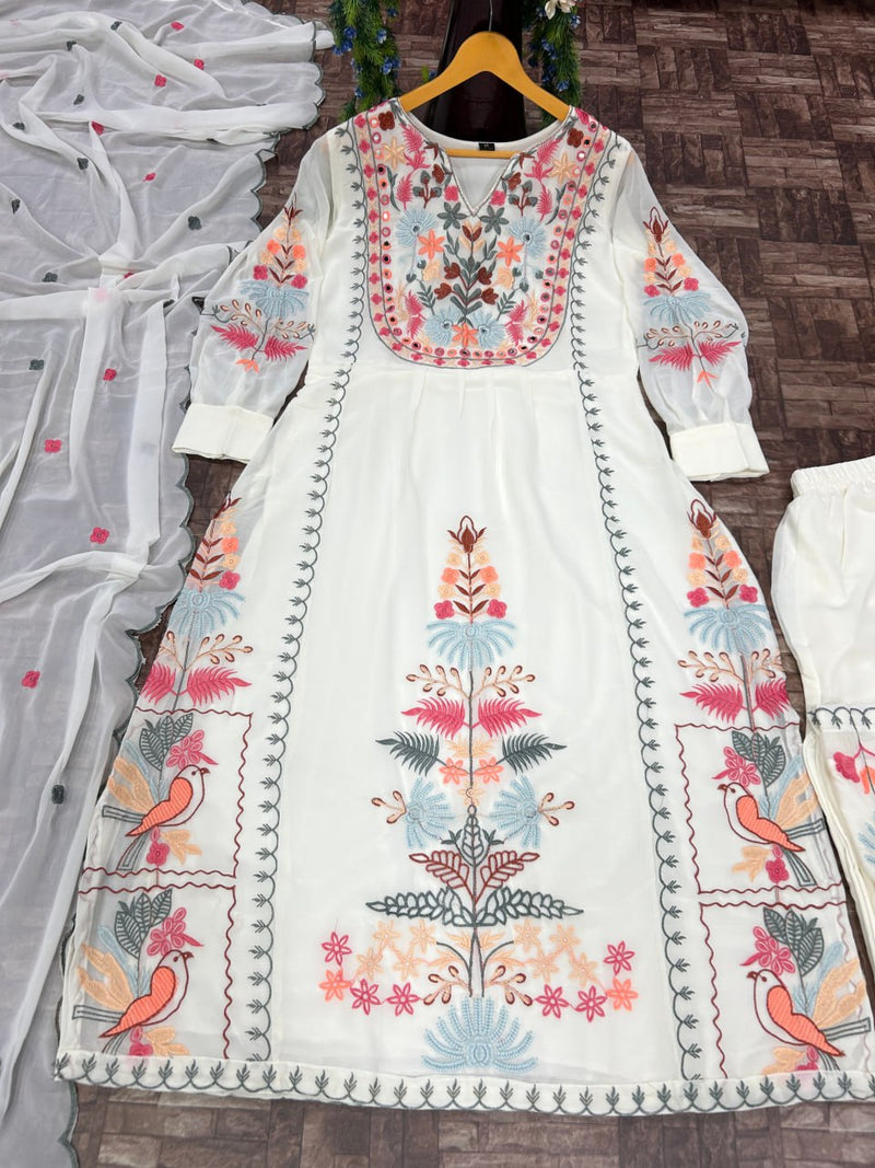 Kv D No 3059 Fox Georgette Heavy Moti Work Fancy Kurti Collection