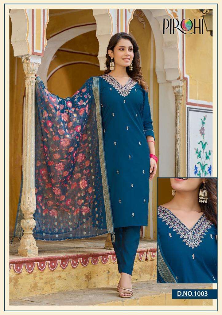 Pirohi Dilkash Vol 1 Viscose Silk With Fancy Work Kurti With Pant Collection