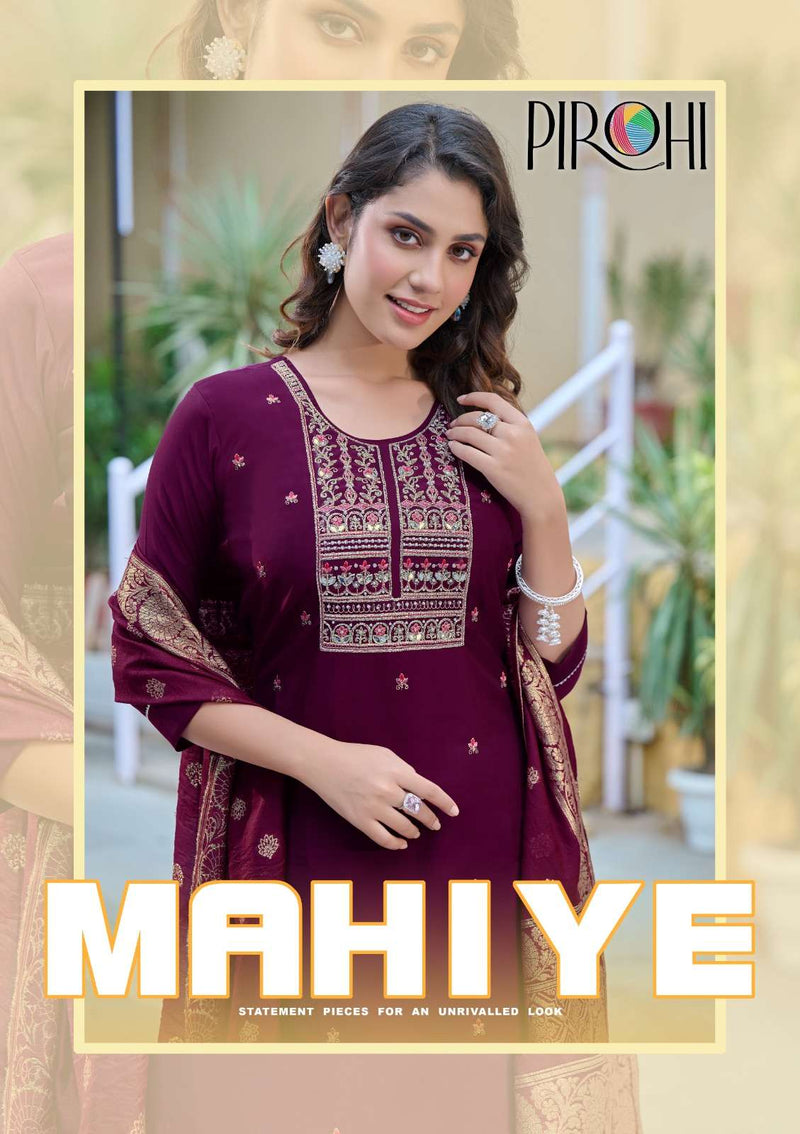 Pirohi Mahiye Viscose Silk Heavy Handwork Straight Salwar Kameez