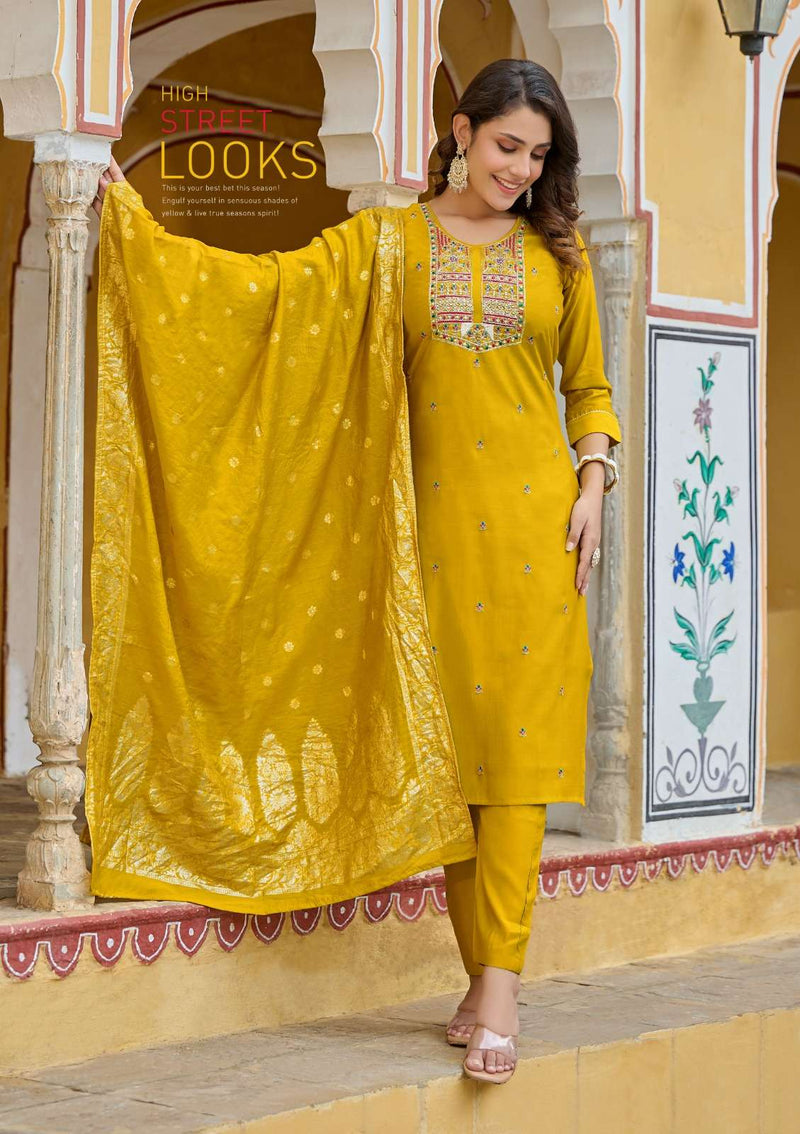 Pirohi Mahiye Viscose Silk Heavy Handwork Straight Salwar Kameez