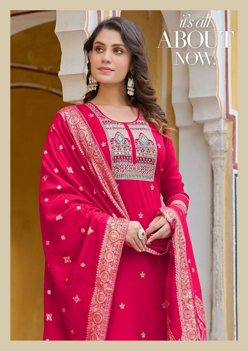 Pirohi Mahiye Viscose Silk Heavy Handwork Straight Salwar Kameez