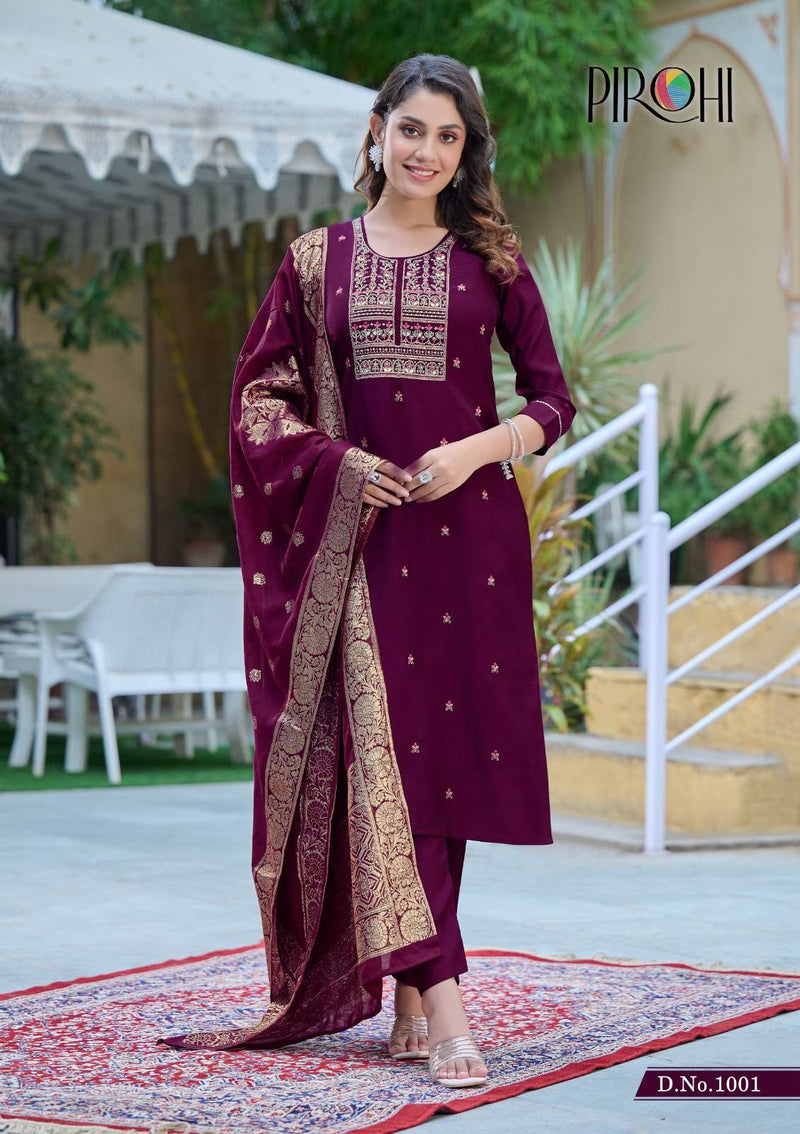 Pirohi Mahiye Viscose Silk Heavy Handwork Straight Salwar Kameez