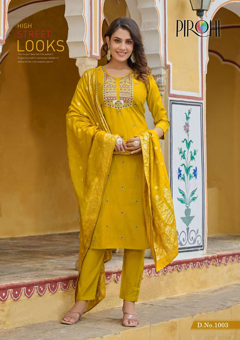 Pirohi Mahiye Viscose Silk Heavy Handwork Straight Salwar Kameez