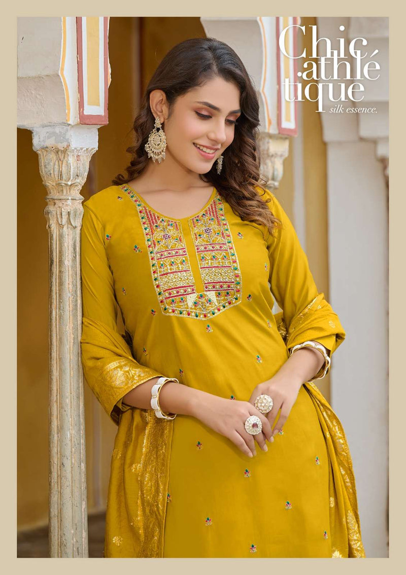 Pirohi Mahiye Viscose Silk Heavy Handwork Straight Salwar Kameez