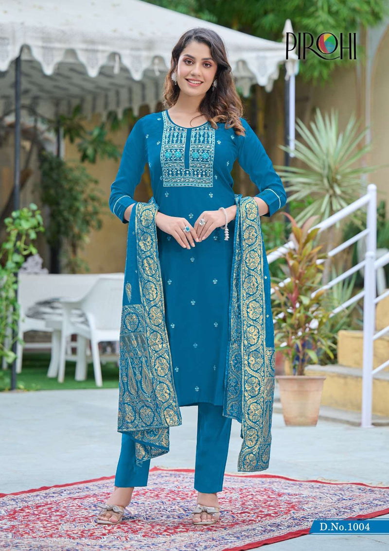 Pirohi Mahiye Viscose Silk Heavy Handwork Straight Salwar Kameez