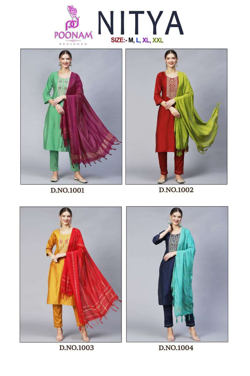 Poonam Designer Present Nitya Amazing Neck Work Kurti With Pant And Dupatta