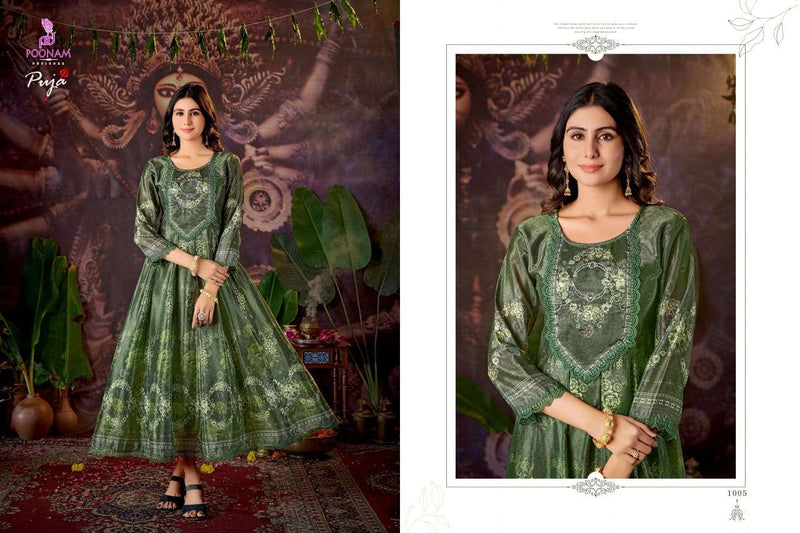 Poonam Designer Puja Crepe Anarkali Style Gown Festiv Wear Collection