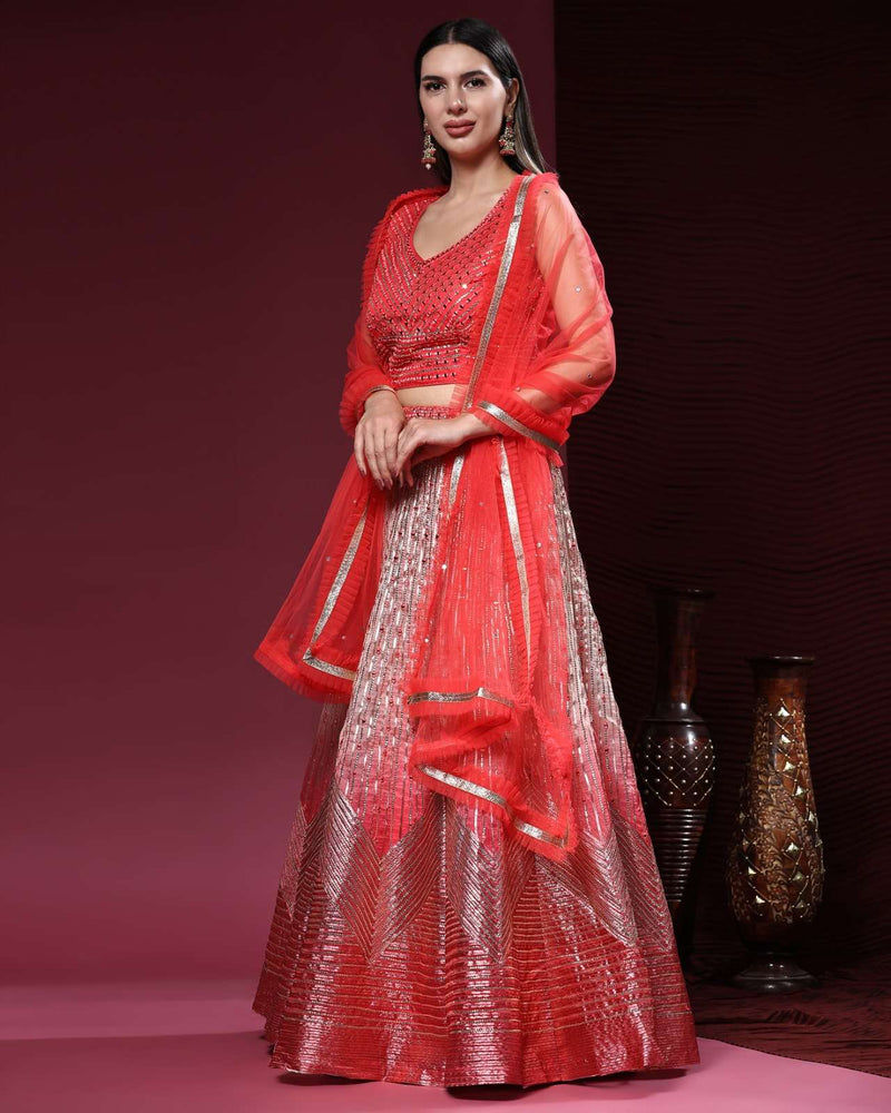 Pr 2040 Readymade Croptop Designer Mirror Coding Work  Work Lehenga And Dupatta