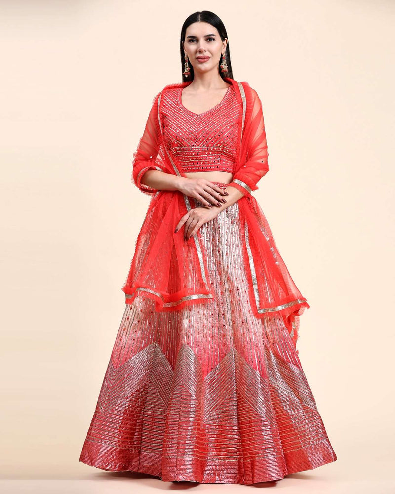 Pr 2040 Readymade Croptop Designer Mirror Coding Work  Work Lehenga And Dupatta