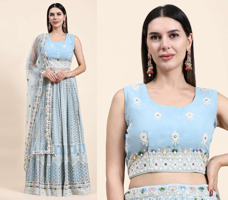 Pr C 1949 Readymade Lakhnavi Thread Work Wedding Lehenga Choli