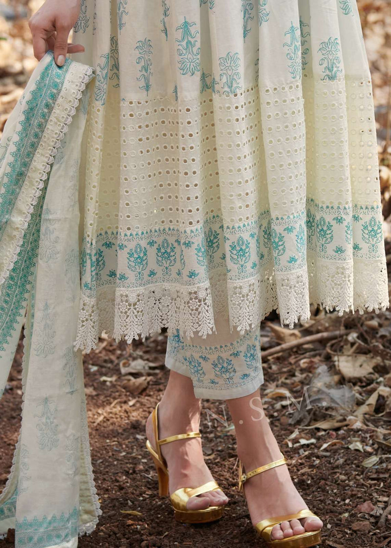 P R Clothing Pr Raja Rani Pure Cotton  Heavy Embroidery Anarkali Style Kurti Set