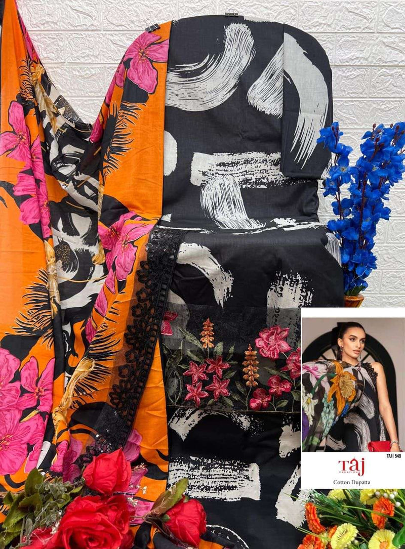 Taj Creations Design No 548  Cotton Print Heavy Embroidery Fancy Salwar Suit
