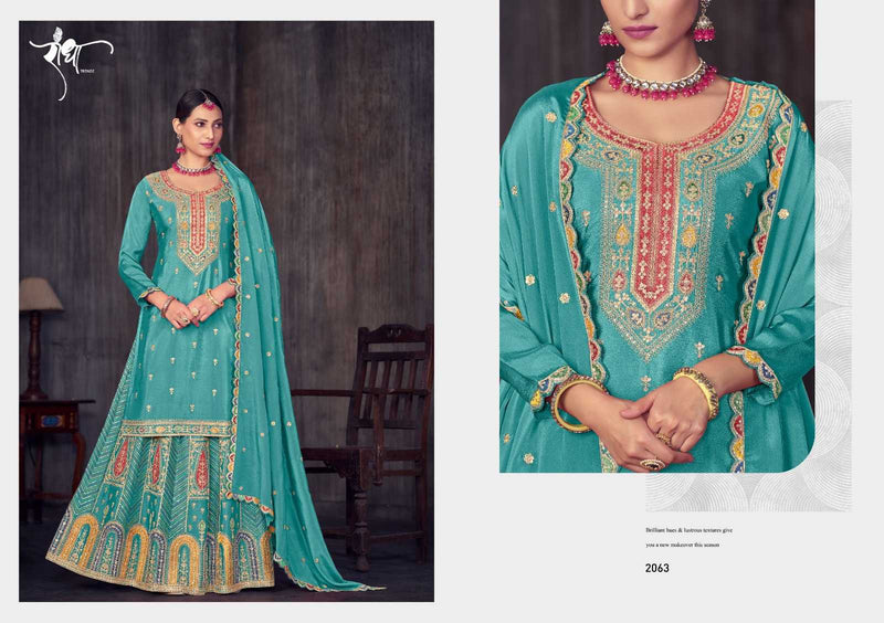 Radha Trendz Ghoomar Chinon Heavy Embroidary Work Kurti Skirt Dupatta Set