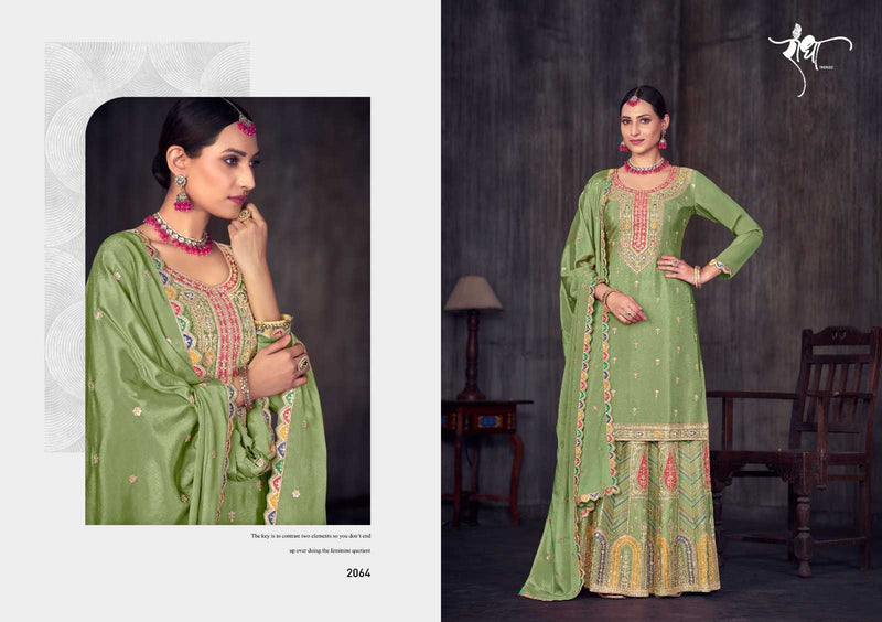Radha Trendz Ghoomar Chinon Heavy Embroidary Work Kurti Skirt Dupatta Set