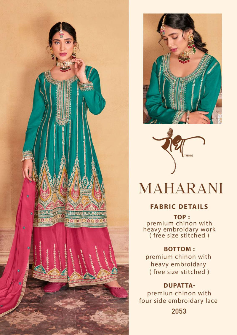 Radha Trendz Maharani Chinon Heavy Embroidary Work Designer Wedding Wear Suit Collection