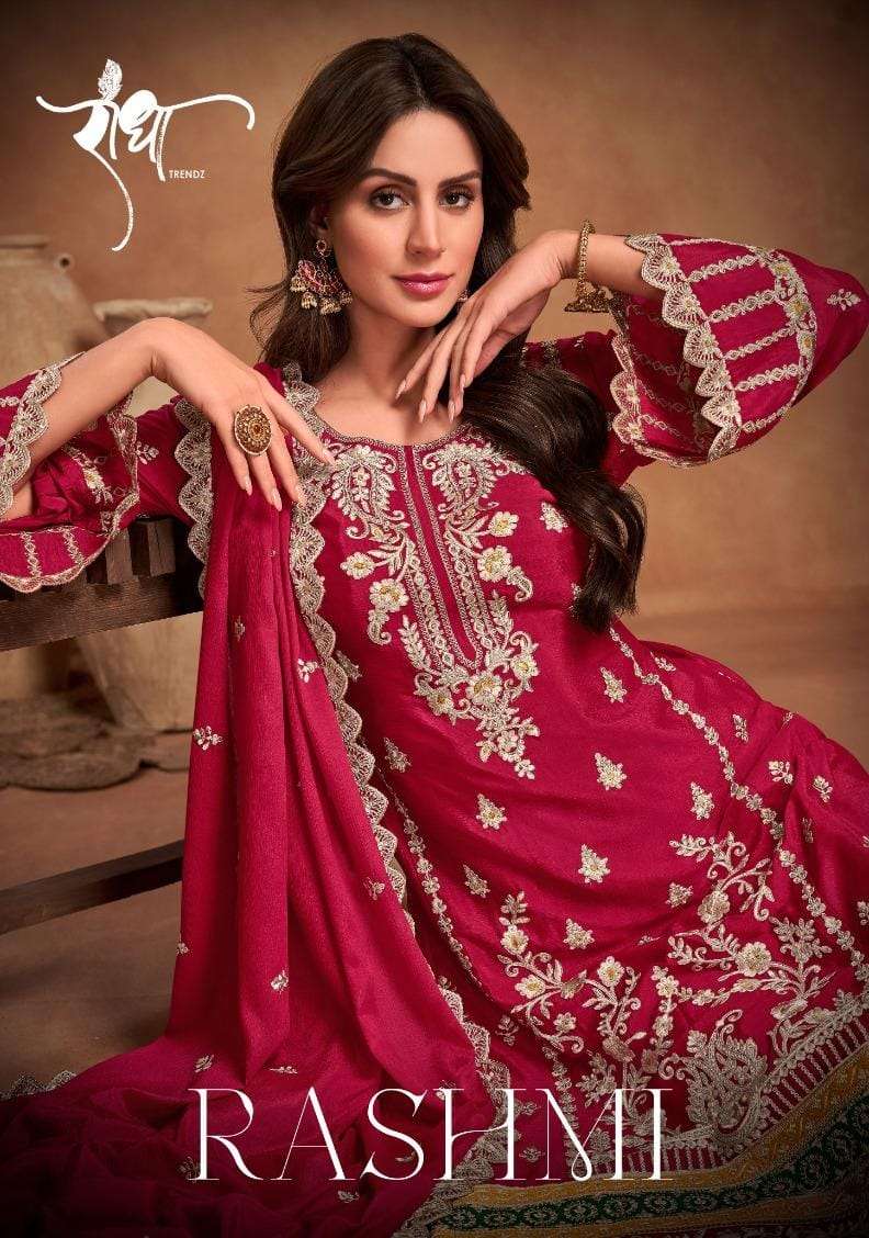 Radha Trendz Rashmi Chinon Heavy Embroidary Work Wedding Wear Suit