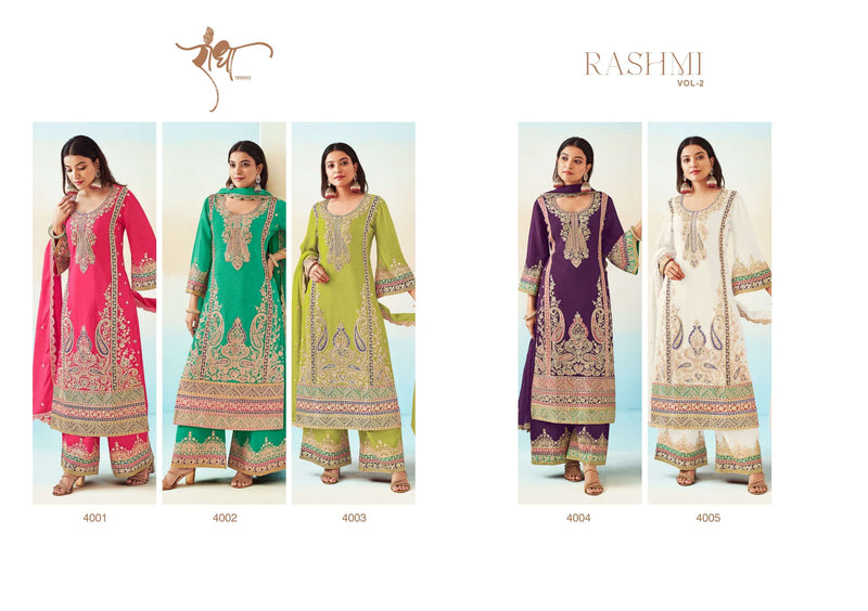 Radha Trendz Rashmi Vol 2 Chinon With Heavy Embroidary Work Designer Top With Dupatta Party Wear Set