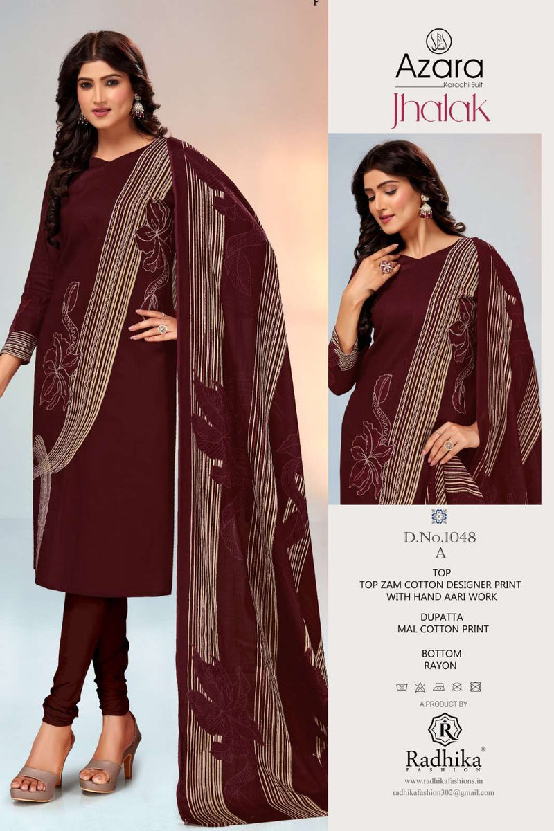Radhika Fashion Jhalak Jam Cotton Aari Work Daily Wear Salwar Suit