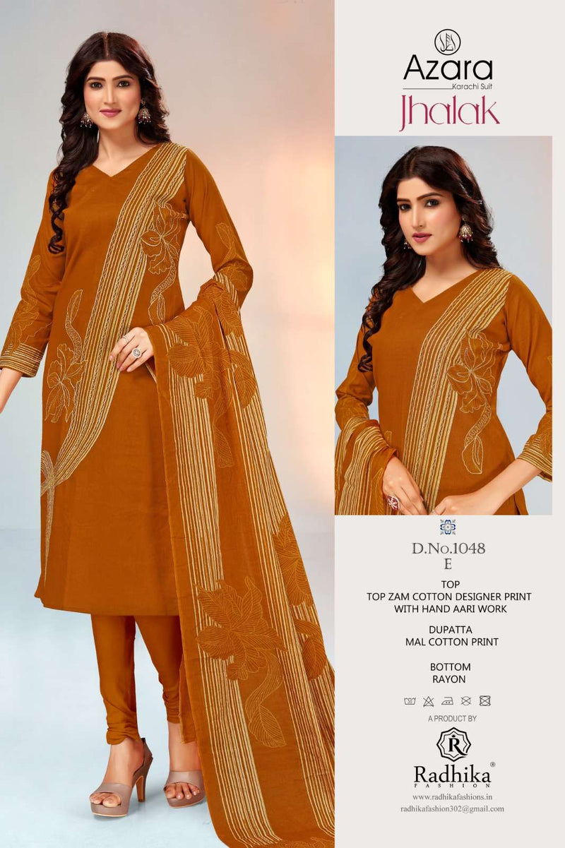 Radhika Fashion Jhalak Jam Cotton Aari Work Daily Wear Salwar Suit