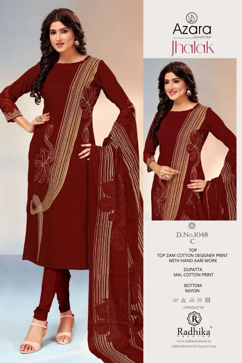 Radhika Fashion Jhalak Jam Cotton Aari Work Daily Wear Salwar Suit