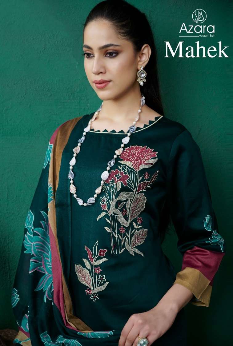 Azara Mahek Jam Cotton Designer Print Fancy Embroidery Salwar Suit