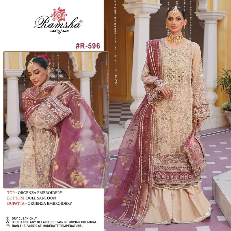 Ramsha D No 596 Organza Heavy Embroidery Work Designer Pakistani Suits