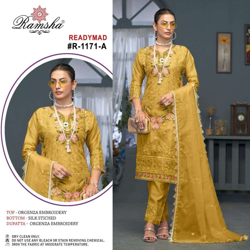 Ramsha R 1171 Organza Embroidery Heavy Designer Pret Kurti Collection