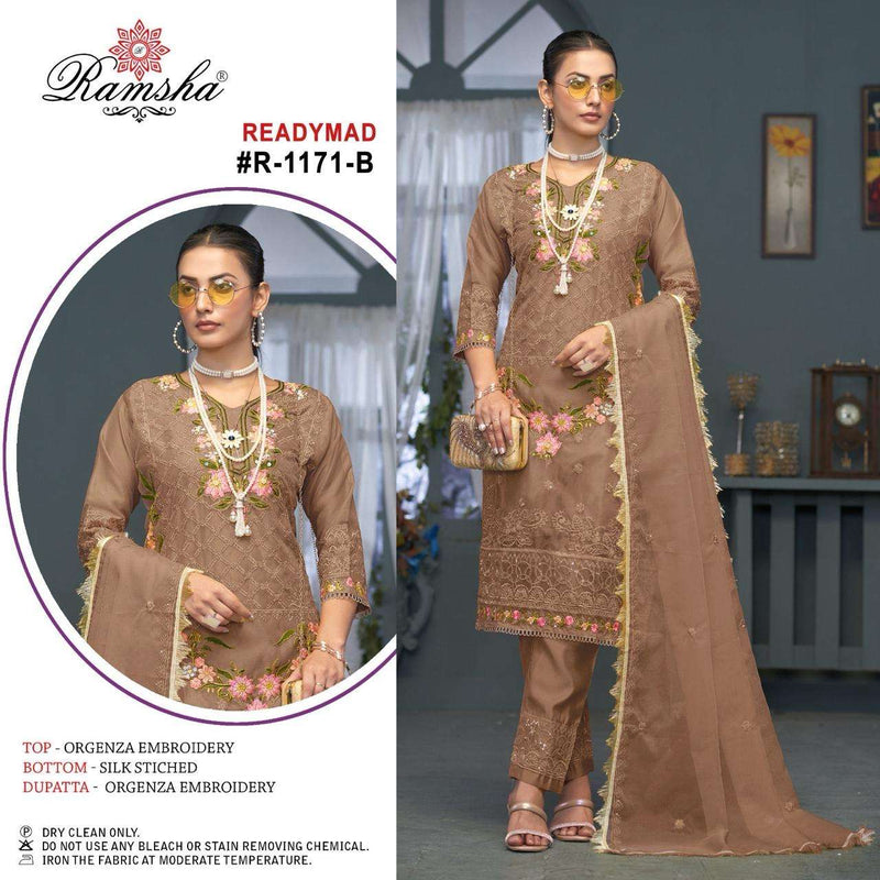 Ramsha R 1171 Organza Embroidery Heavy Designer Pret Kurti Collection