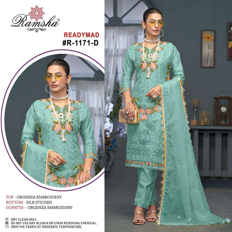 Ramsha R 1171 Organza Embroidery Heavy Designer Pret Kurti Collection