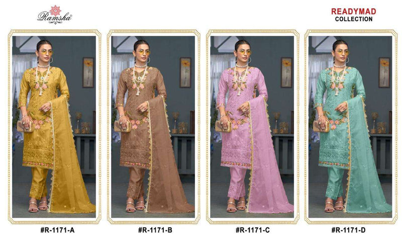 Ramsha R 1171 Organza Embroidery Heavy Designer Pret Kurti Collection