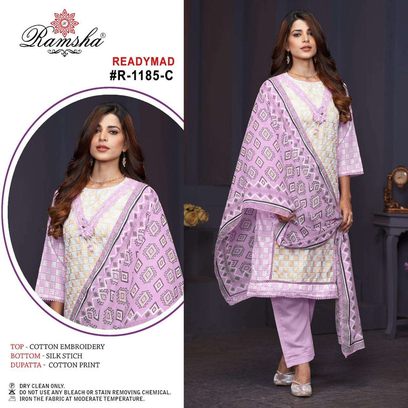 Ramsha R 1185 Cotton Embroidery Designer Party Wear Pret Suit