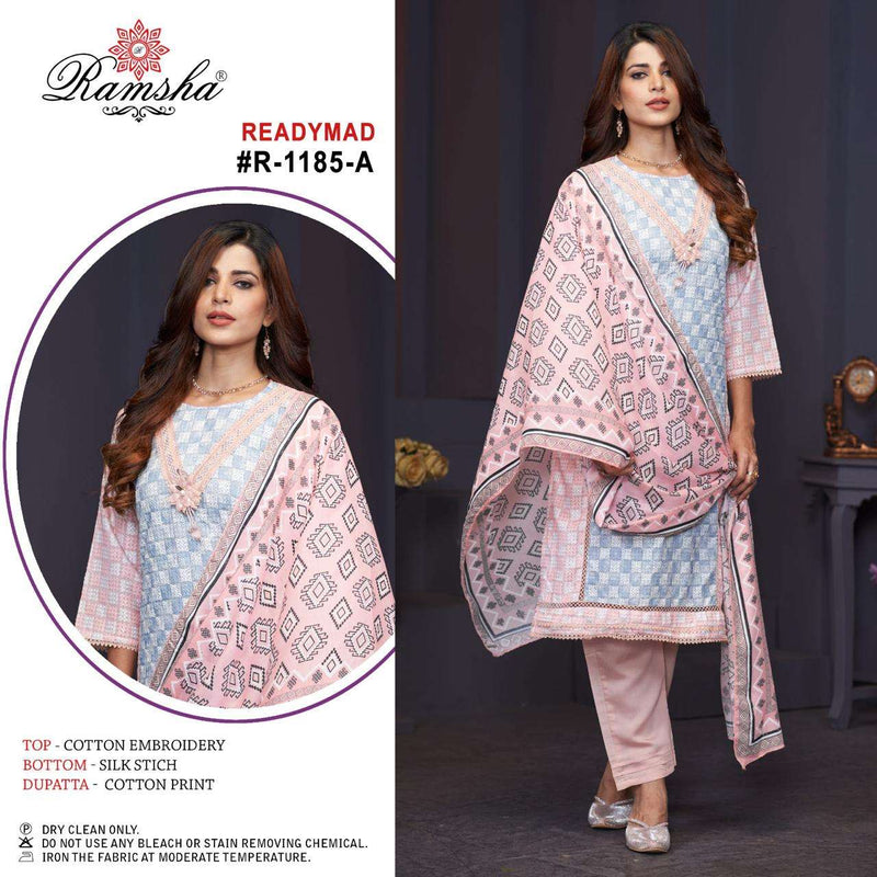 Ramsha R 1185 Cotton Embroidery Designer Party Wear Pret Suit