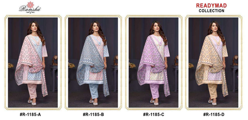 Ramsha R 1185 Cotton Embroidery Designer Party Wear Pret Suit