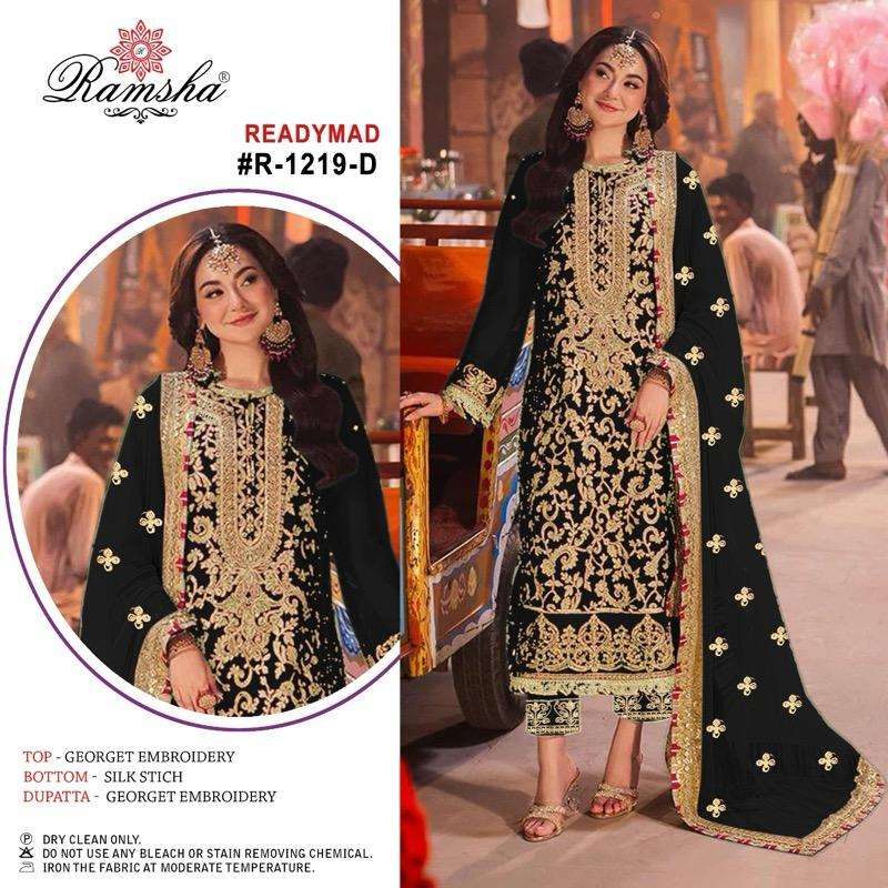 Ramsha R 1219 Georgette Heavy Embroidery Party Wear Pret Kurti Pant Dupatta Set
