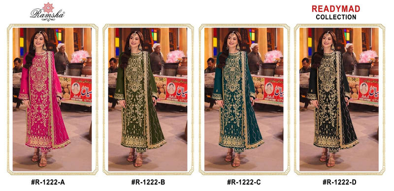 Ramsha R 1222 Georgette Heavy Embroidery Party Wear Pret Kurti Pant Dupatta Set