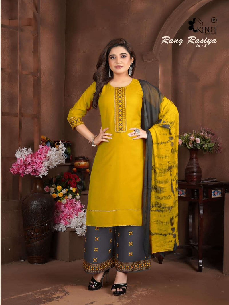 Kitni Rang Rasiya Vol 3 Heavy Rayon Embroidery Work Casual Wear Salwar Kameez